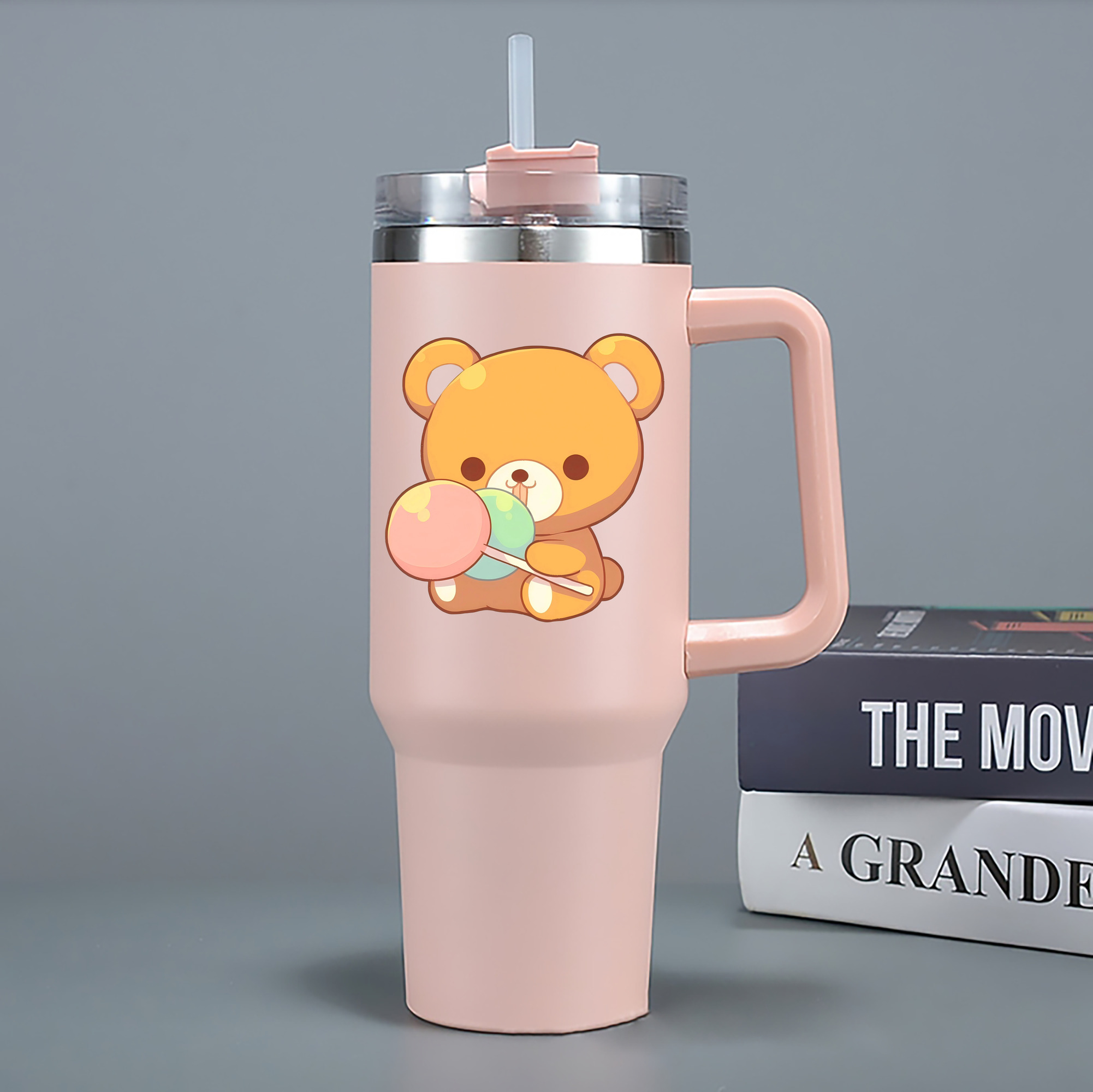 （画像用） リラックマ リラックマ キイロイトリ Rilakkuma Korilakkuma Kiiroitori 1200mL車用タンブラー - クリスタルステッカー（プラスチックストロー付き）